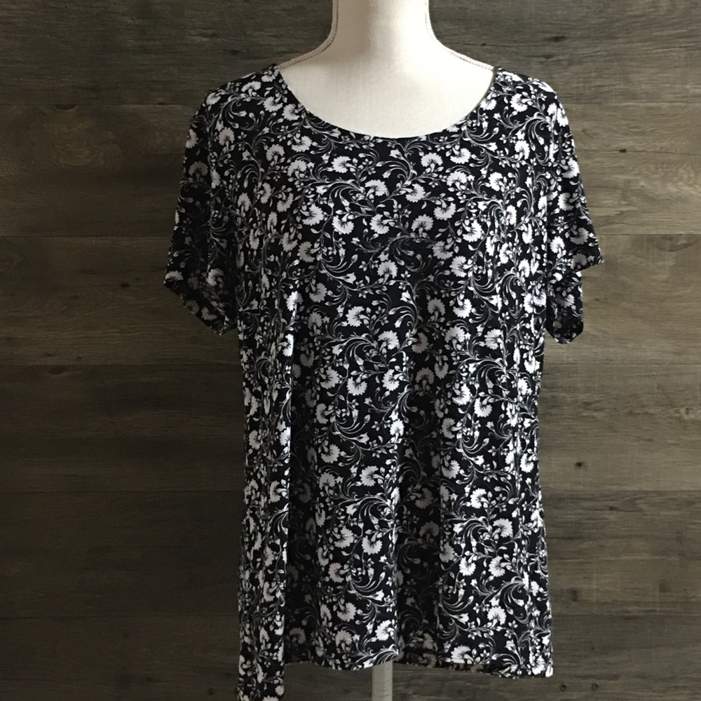 Black and White Floral Croft And Barrow Blouse